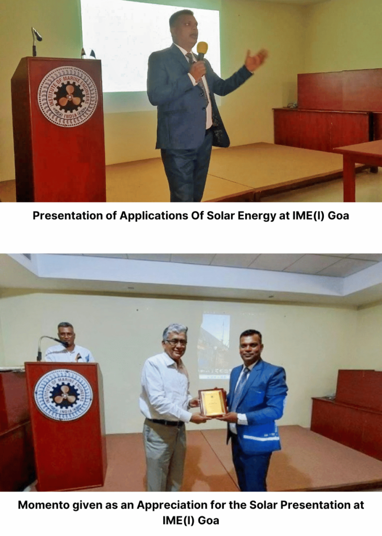 Invitation for the Presentation of Applications Of Solar Energy at IME(I) Goa